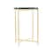 24" Metal X-Shaped Accent Table with Textured Glass Tabletop